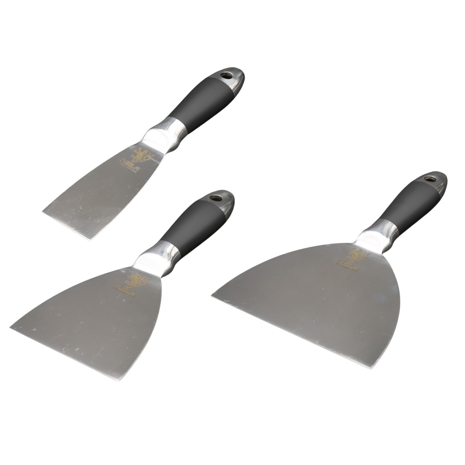 Ganzmetall-Malerspachtel 3er Set – Black Edition – Produktansicht