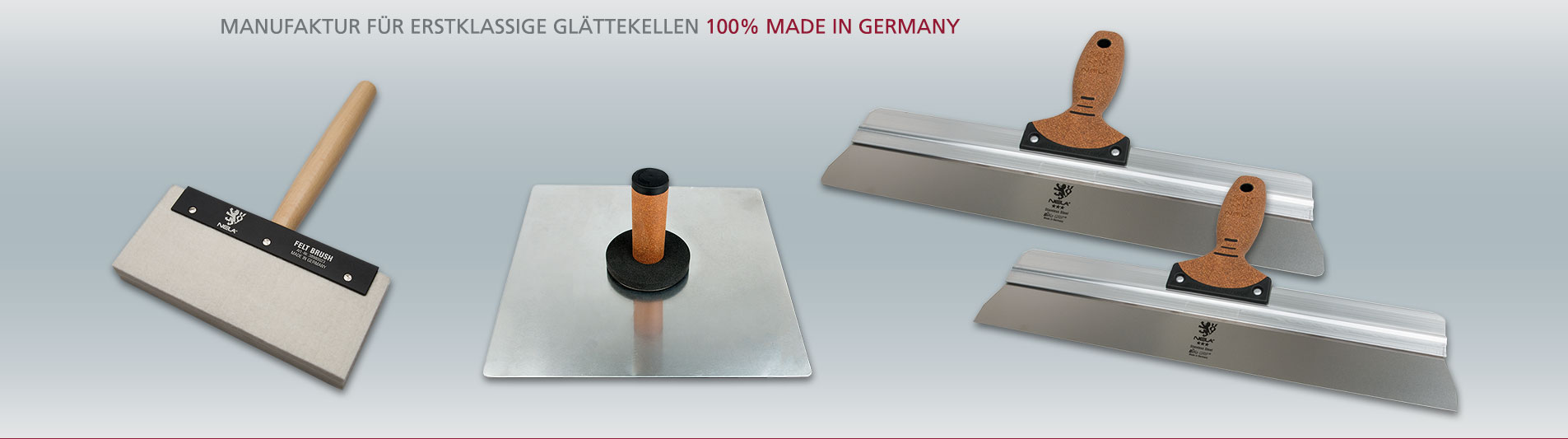 NELA Premium Alu-Rakel BiKoGRIFF Kork 300mm rostfrei Flächenspachtel Malerspachtel 100% Made in Germany